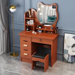 @#Wholesale Pink Dressing Table Modern High Quality Dresser Set Small Vanity Girl Designer Makeup Table Lighted Mirror Bedroom