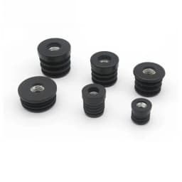 M6 M8 M10 Black Round Plastic Pipe Plugs Adjustable Screw Foot Pad Furniture Leg Cover End Caps 16 19 20 22 25 30 38 50mm