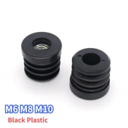 M6 M8 M10 Black Round Plastic Pipe Plugs Adjustable Screw Foot Pad Furniture Leg Cover End Caps 16 19 20 22 25 30 38 50mm