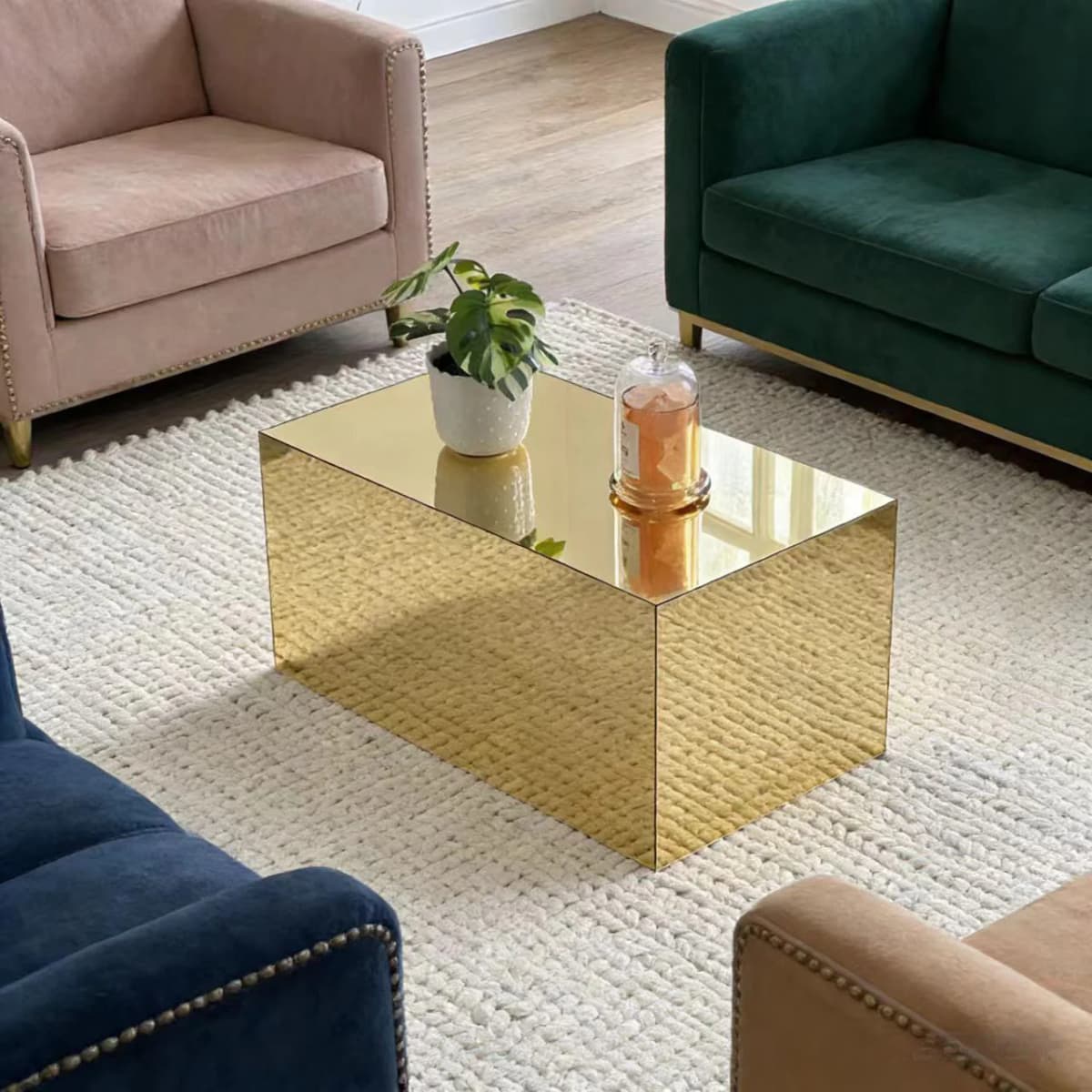 Acrylic Cube Coffee Table, Modern Rectangular End Table, Minimalist Living Room Bedroom Accent Furniture