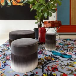 #Modern Luxury Velvet Stool Chair with Tassels Living Room Gradient Color Fringes Pouf Wood Ottoman Chairs for Dressing Table