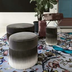 #Modern Luxury Velvet Stool Chair with Tassels Living Room Gradient Color Fringes Pouf Wood Ottoman Chairs for Dressing Table