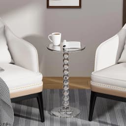 Clear Acrylic Side Table, Modern Round Gourd-Shaped Coffee Table, Minimalist Transparent End Table for Living, Lucite Nightstand