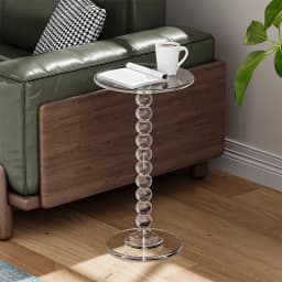 Clear Acrylic Side Table, Modern Round Gourd-Shaped Coffee Table, Minimalist Transparent End Table for Living, Lucite Nightstand