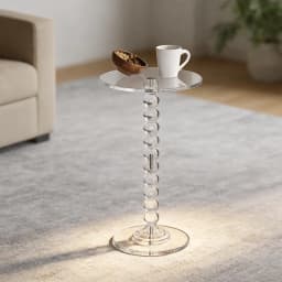 Clear Acrylic Side Table, Modern Round Gourd-Shaped Coffee Table, Minimalist Transparent End Table for Living, Lucite Nightstand