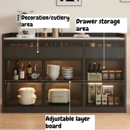 Modern Sideboard Cabinet With Glass Door Buffet Storage Cabinet With Drawers Kitchen Dining Living Room Furniture Coffee Bar