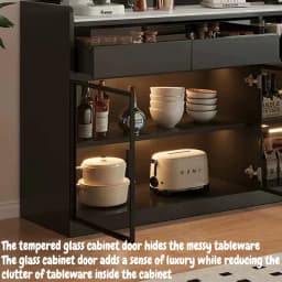 Modern Sideboard Cabinet With Glass Door Buffet Storage Cabinet With Drawers Kitchen Dining Living Room Furniture Coffee Bar