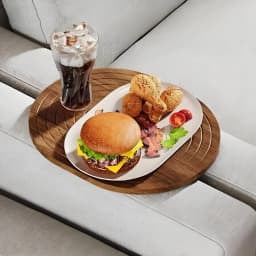 Wooden Sofa Armrest Table Space Saving Sofa Space Tray Folding Armrest Tray Table Easy to Clean Home Accessory Anti-Slip Rim
