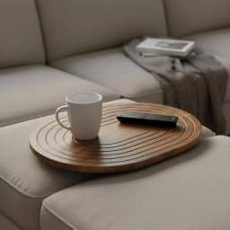 Wooden Sofa Armrest Table Space Saving Sofa Space Tray Folding Armrest Tray Table Easy to Clean Home Accessory Anti-Slip Rim