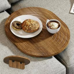Wooden Sofa Armrest Table Space Saving Sofa Space Tray Folding Armrest Tray Table Easy to Clean Home Accessory Anti-Slip Rim