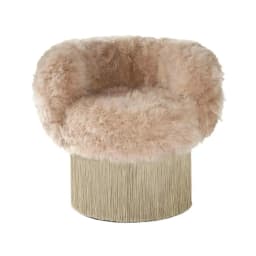 ◌a Bespoky Handcrafted Living Room Swivel Fringe Armchair Hotel Villa Fur Tassel Accent Single Sofa Chair for Interior