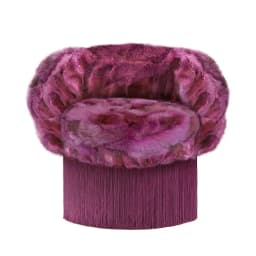 ◌a Bespoky Handcrafted Living Room Swivel Fringe Armchair Hotel Villa Fur Tassel Accent Single Sofa Chair for Interior