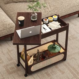 Sofa Side Table Movable Coffee Table Non-solid Wood Side Cabinet Living Room Medieval Trolley Bedroom Folding Table
