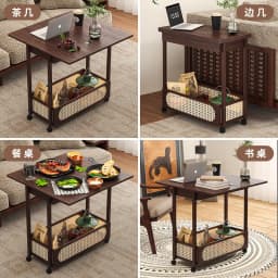 Sofa Side Table Movable Coffee Table Non-solid Wood Side Cabinet Living Room Medieval Trolley Bedroom Folding Table