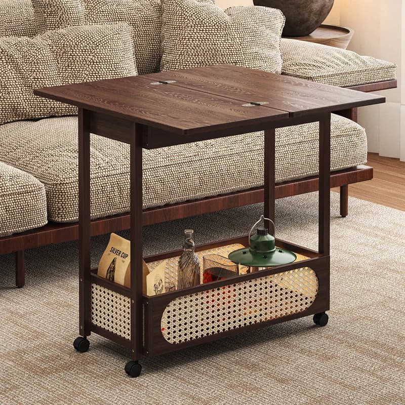 Sofa Side Table Movable Coffee Table Non-solid Wood Side Cabinet Living Room Medieval Trolley Bedroom Folding Table