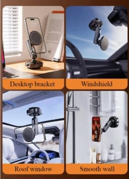 Magnetic Vacuum Suction Car Phone Holder 360° Rotating Electric Vacuum Cup Mount Universal for Car IPhone Navigation DJI Gopro