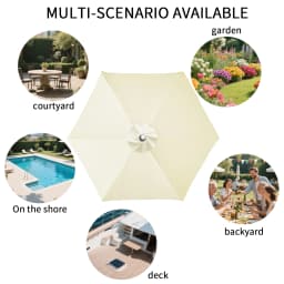 Waterproof Replacement Umbrella Cloth 6Ribs/8Ribs Parasol Replacement Cover Market Patio Umbrella Cloth Canopy Cover Shade Sail