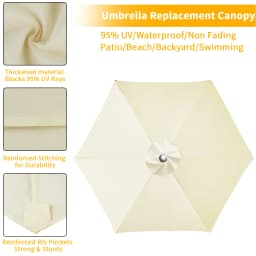 Waterproof Replacement Umbrella Cloth 6Ribs/8Ribs Parasol Replacement Cover Market Patio Umbrella Cloth Canopy Cover Shade Sail