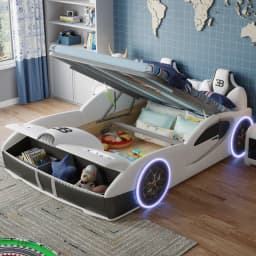 Children's bed boy car bed with guardrail 1.5 meters cartoon solid wood multi-functional double girl baby single bed