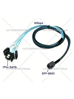SFF-8643 to 4 SATA Cable, Mini HD to 4x SATA Forward Breakout Cable, Reverse SFF-8643 to SATA for Backplane Card