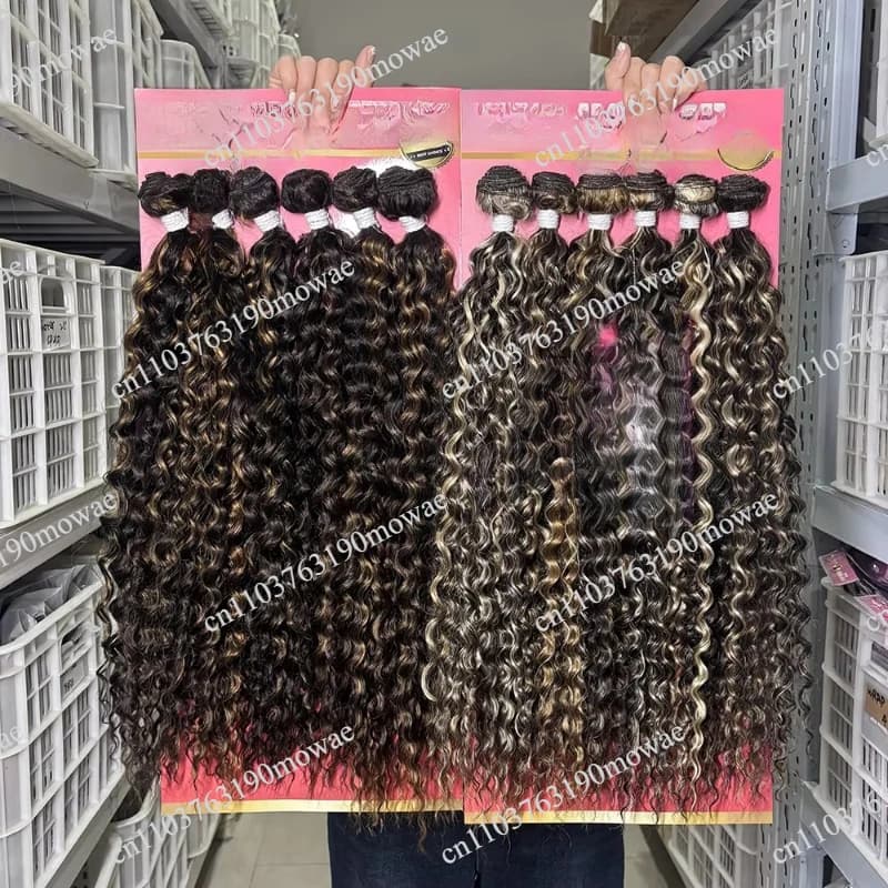 Water Wave Curly Synthetic Hair Bundles Bio-protein Organic Fiber Hair Extension Pack