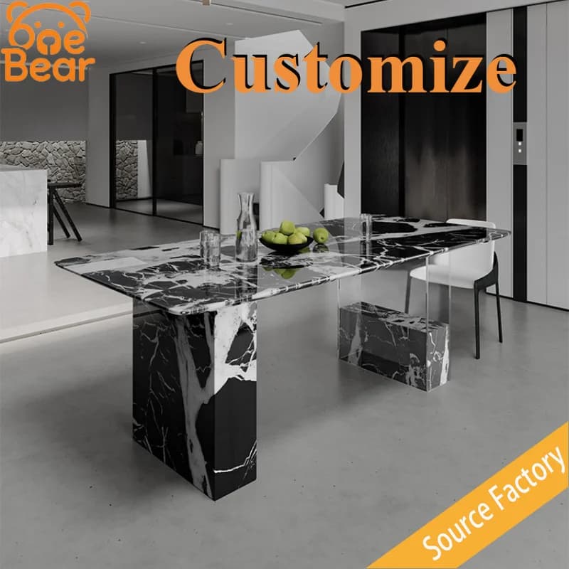 Nordic Minimalist Sintered Stone Dining Table, Anti-scratch Tabletop Home Dining Furniture for Apartment