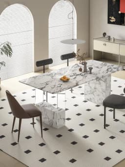 Nordic Minimalist Sintered Stone Dining Table, Anti-scratch Tabletop Home Dining Furniture for Apartment