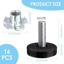 20Pcs M6 Stainless Steel Adjustable Leveling Furniture Legs, Heavy Duty Non-Slip Feet with T-Nuts for Tables Chairs Cabinets