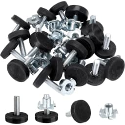 20Pcs M6 Stainless Steel Adjustable Leveling Furniture Legs, Heavy Duty Non-Slip Feet with T-Nuts for Tables Chairs Cabinets