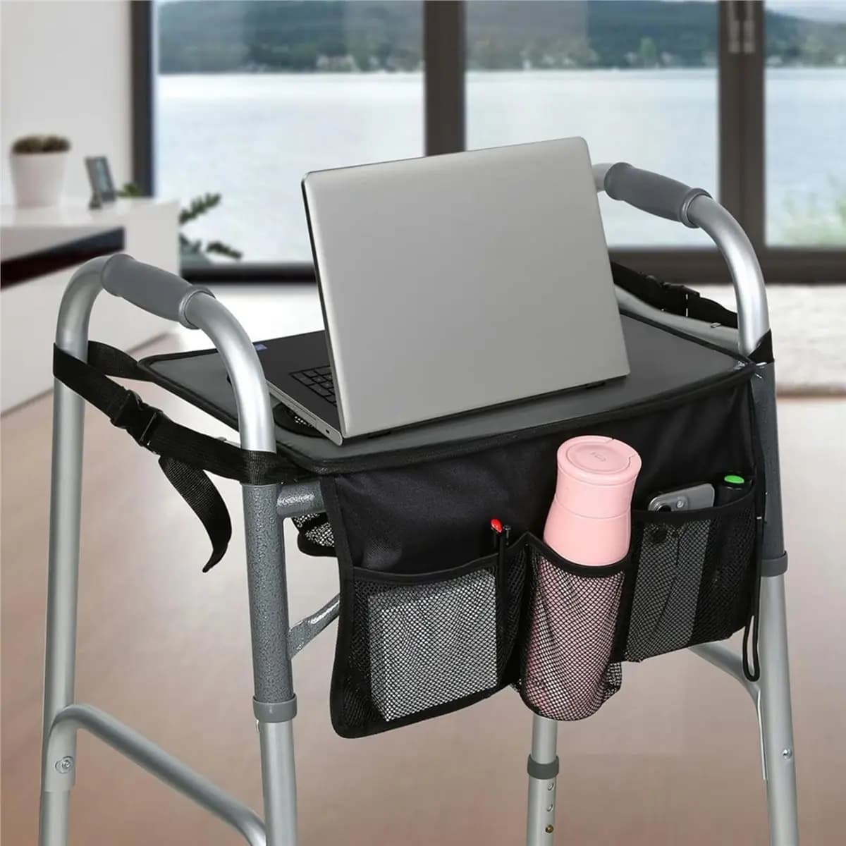L! DT656^Walker Tray for Folding Walker, Trays for Walkers for Seniors Detachable with Cup Holder,Walker Trays for Rolling