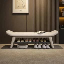 Nordic Solid Wood Shoe Changing Stool Entrance Door Soft Bag Stool Entrance Shoe Cabinet Benches Integrated Shoe Changing Stools