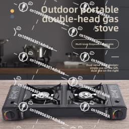 Cassette Stove Double Head Gas Stove, Both Eyes Stainless Steel Outdoor Portable Gas Stove Camping Cooker Spot Wholesale