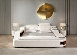 MS-KEHUI Frame Single Smart Bed for Multi Tech Headboards Smart Bed with Functional king Queen Size Modern Leather Smart Bed&