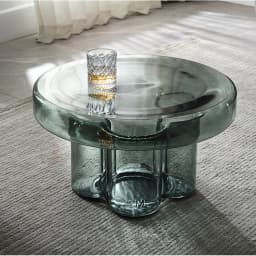 LMM tall and short combination round petals light luxury tempered glass sofa edge few