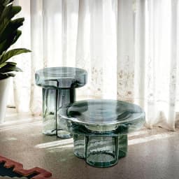LMM tall and short combination round petals light luxury tempered glass sofa edge few