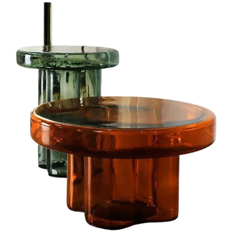 LMM tall and short combination round petals light luxury tempered glass sofa edge few
