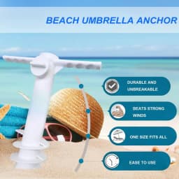 Beach Umbrella Sand Anchor Heavy Duty Umbrella Base With 5 Spiral Threads Universal Fit For Most Beach Umbrellas White