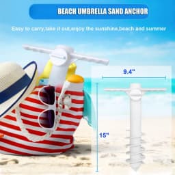 Beach Umbrella Sand Anchor Heavy Duty Umbrella Base With 5 Spiral Threads Universal Fit For Most Beach Umbrellas White