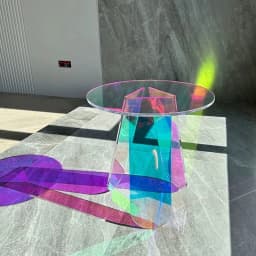 Home Decor Acrylic Coffee Table, Colorful Round Side End Table, Leisure Desk for Bedroom Balcony Living Room