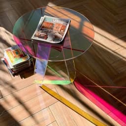 Home Decor Acrylic Coffee Table, Colorful Round Side End Table, Leisure Desk for Bedroom Balcony Living Room