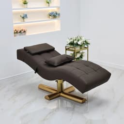 2026 Luxury S-shaped Beauty Lounger Gold Cross Base Adjustable Spa Head Massage Bed Esthetician Salon Furniture Custom Wholesale