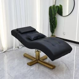 2026 Luxury S-shaped Beauty Lounger Gold Cross Base Adjustable Spa Head Massage Bed Esthetician Salon Furniture Custom Wholesale