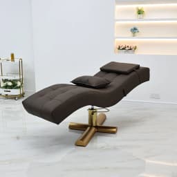 2026 Luxury S-shaped Beauty Lounger Gold Cross Base Adjustable Spa Head Massage Bed Esthetician Salon Furniture Custom Wholesale