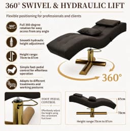 2026 Luxury S-shaped Beauty Lounger Gold Cross Base Adjustable Spa Head Massage Bed Esthetician Salon Furniture Custom Wholesale