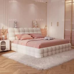 #Girls Luxury Bed Beauty Princess Sleeping Safe Floor Design Double Bed European Modern Letto Matrimoniale Lounge Suite Furnitur