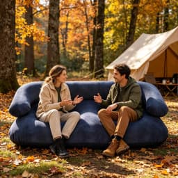 Double Inflatable Air Sofa Two-Seater Lazy Couch Heavy Duty Leak Proof Inflatable Lounge Furniture Indoor Outdoor Camping