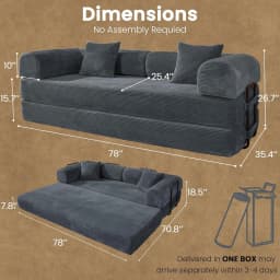 #79" Convertible Sleeper Sofa Bed, Boneless Corduroy Foldable Modular Couch, Memory Foam Compressed Sofa in A Box, Customized