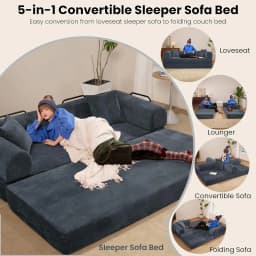 #79" Convertible Sleeper Sofa Bed, Boneless Corduroy Foldable Modular Couch, Memory Foam Compressed Sofa in A Box, Customized