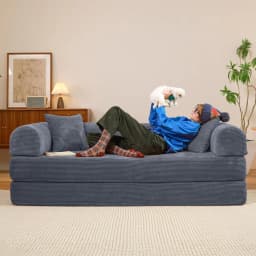 #79" Convertible Sleeper Sofa Bed, Boneless Corduroy Foldable Modular Couch, Memory Foam Compressed Sofa in A Box, Customized