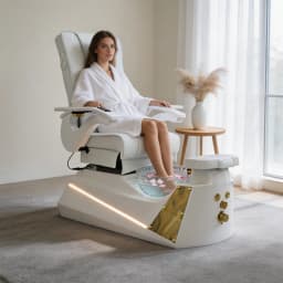 Luxury Electric Pedicure Chair with Foot Bath, Reclining Massage Nail Spa Chair for Salon